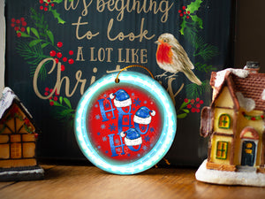 Ho Ho Ho - Ceramic Round Ornament