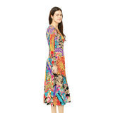 Women's Long Sleeve Dance Dress Colorful Collage Custom Design