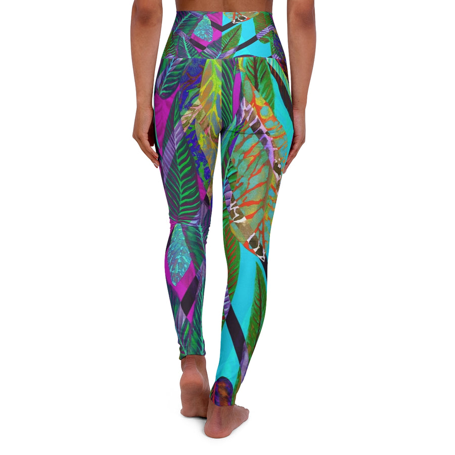 High Waisted Yoga Leggings Tropical Splendor
