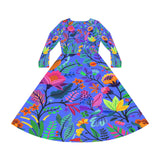 Women's Long Sleeve Dance Dress Passion For Flowers Purple