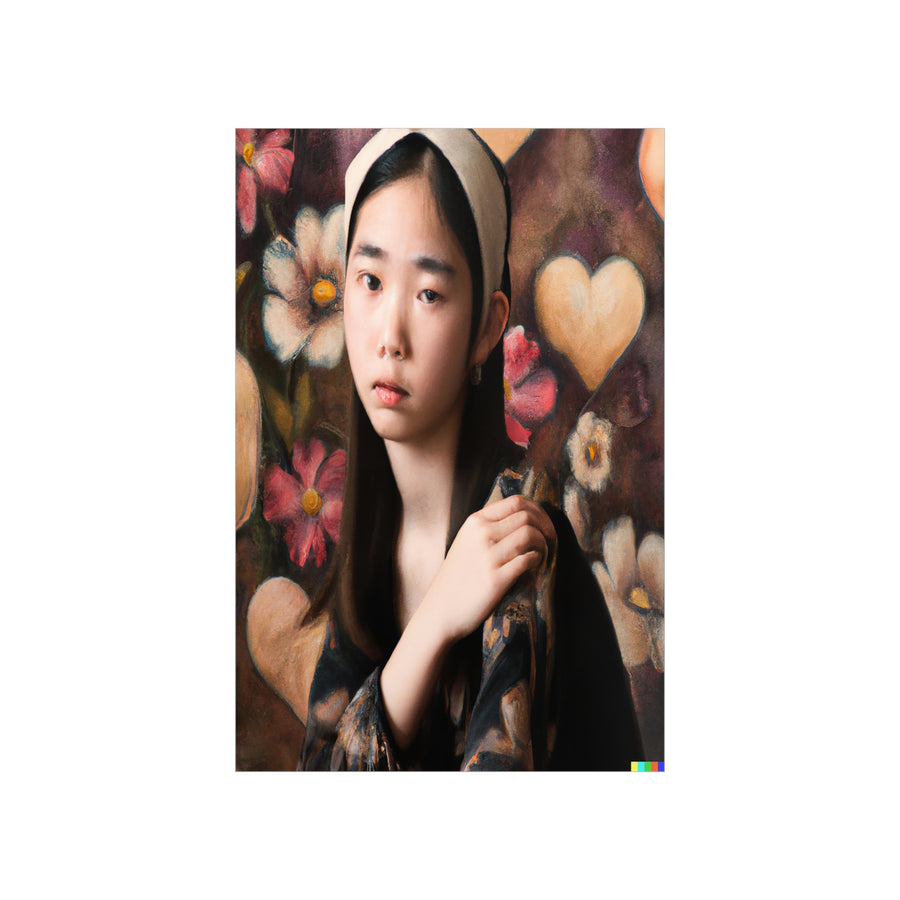 Hearts and Flowers Premium Matte Vertical Poster Vermeer Style