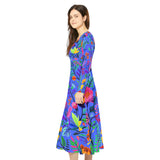 Women's Long Sleeve Dance Dress Passion For Flowers Purple