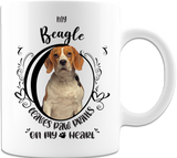 Beagle- My Beagle Leaves Paw Prints On My Heart White Coffee Mug