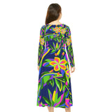 Women's Long Sleeve Dance Dress Tropical Night