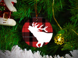 Plaid Stag - Ceramic Round Ornament