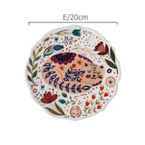 Delightful Folk Flower Design Cat Art Dinner Plates Great For Cat Lovers Microwave Safe