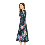 Women's Long Sleeve Dance Dress Folk Flowers Custom Design
