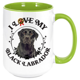 Black Labrador: I Love My Black Labrador Coffee Mug, White with Colored Inside and Handle