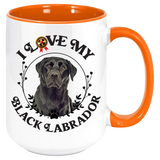 Black Labrador: I Love My Black Labrador Coffee Mug, White with Colored Inside and Handle
