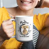 Maltese- My Maltese Leaves Paw Prints On My Heart White Coffee Mug