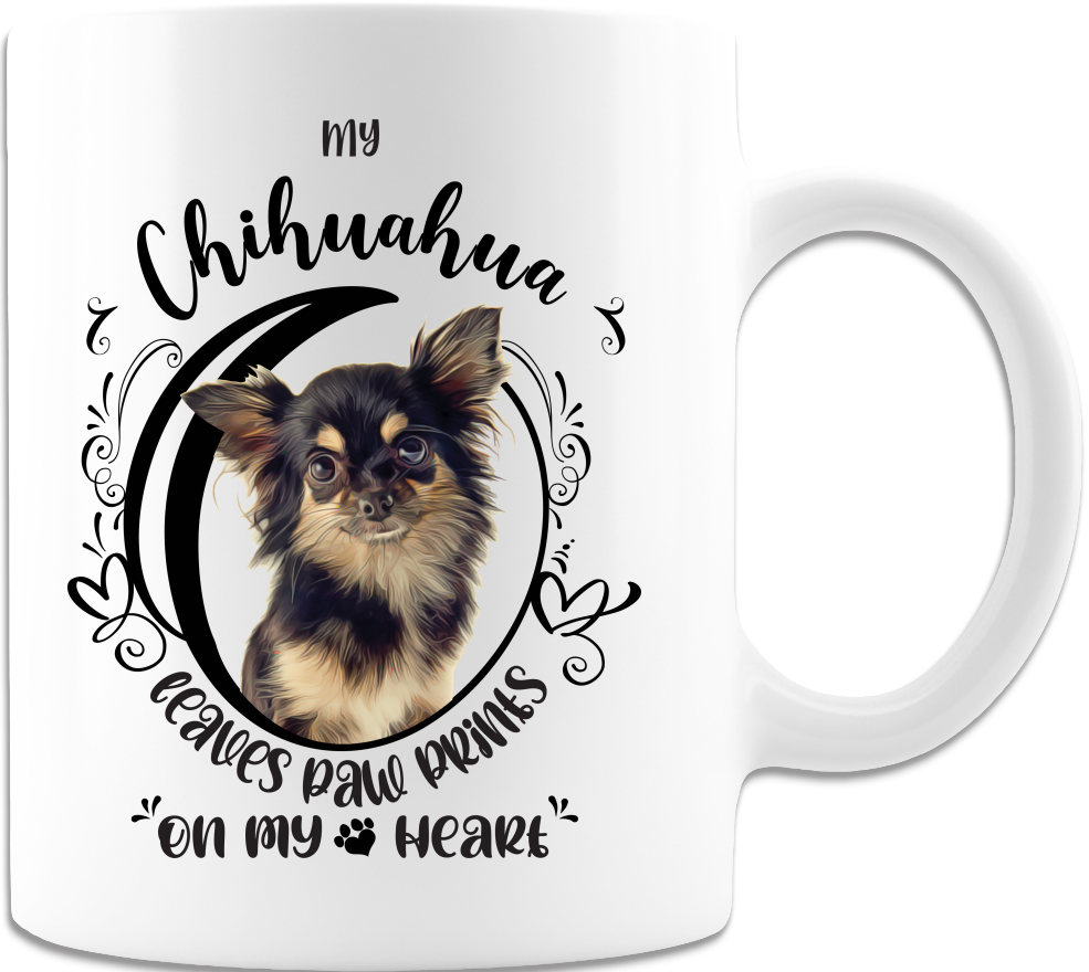 Chihuahua- My Chihuahua Leaves Paw Prints On My Heart White Coffee Mug