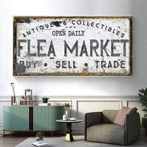 Vintage Flea Market Sign Prints On Canvas Painting Old Time Signs Poster For Living Room Farmhouse Wall Art Rustic Home Decor