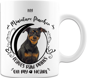 Miniature Pinscher- My Miniature Pinscher Leaves Paw Prints On My Heart White Coffee Mug