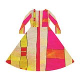 Women's Long Sleeve Dance Dress Color Blocks