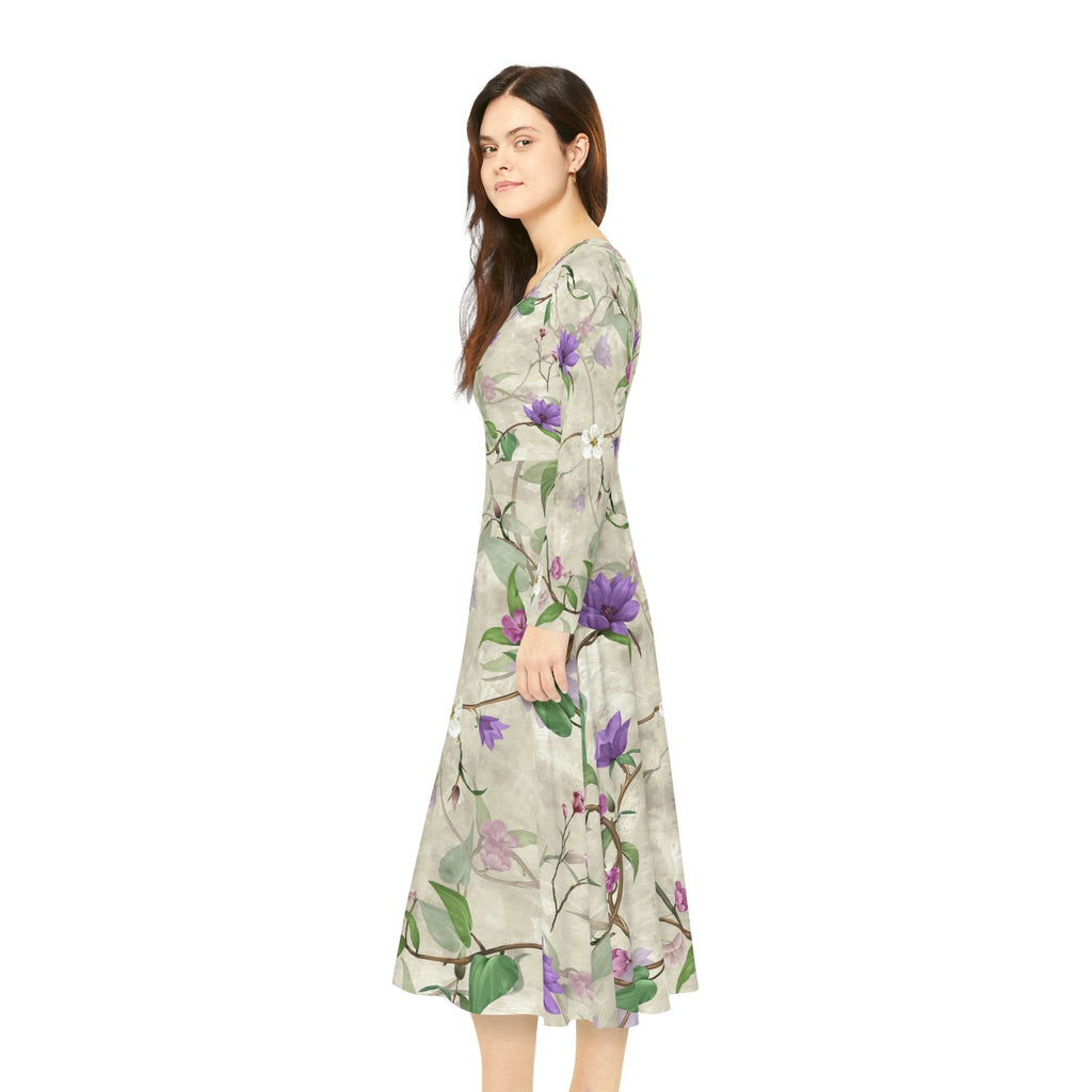 Women's Long Sleeve Dance Dress Trailing Flowers Custom Design