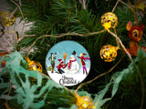 Retro Snowman - Ceramic Round Ornament
