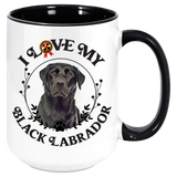 Black Labrador: I Love My Black Labrador Coffee Mug, White with Colored Inside and Handle
