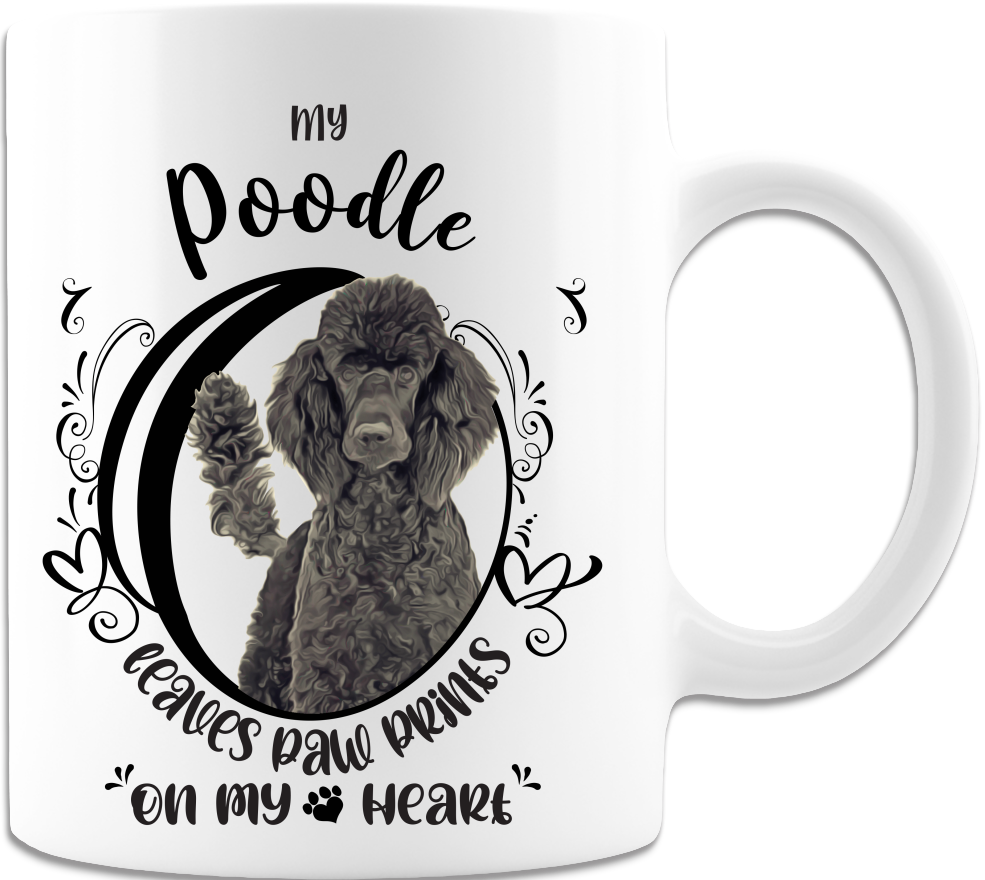 Poodle- My Poodle-Leaves Paw Prints On My Heart White Coffee Mug