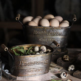 Farmhouse French Country Distressed Metal Storage Baskets For Rustic Kitchen Accents