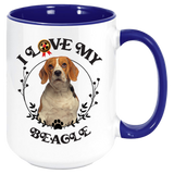 Beagle - I Love My Beagle Coffee Mug, White with Colored Inside and Handle