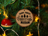 Farm Fresh Trees - Wood Slice - Ceramic Round Ornament