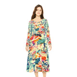 Women's Long Sleeve Dance Dress Berries and Leaves Watercolor Custom Design