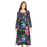 Women's Long Sleeve Dance Dress Midnight Floral