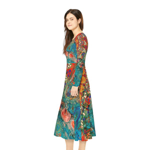 Women's Long Sleeve Dance Dress Ancient Vedic Design