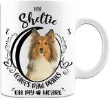 Sheltie- My Sheltie Leaves Paw Prints On My Heart White Coffee Mug
