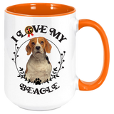 Beagle - I Love My Beagle Coffee Mug, White with Colored Inside and Handle