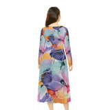 Women's Long Sleeve Dance Dress Watercolor Flowers Custom Design