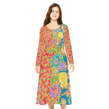 Women's Long Sleeve Dance Dress Floral Tapestry