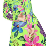 Women's Long Sleeve Dance Dress Folk Flowers