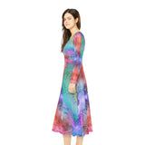 Women's Long Sleeve Dance Dress Mandalas Watercolor Custom Design