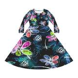 Women's Long Sleeve Dance Dress Folk Flowers Custom Design