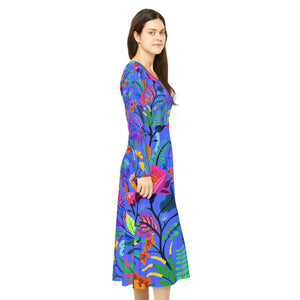 Women's Long Sleeve Dance Dress Passion For Flowers Purple
