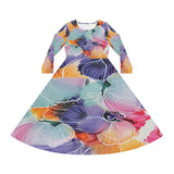 Women's Long Sleeve Dance Dress Watercolor Flowers Custom Design