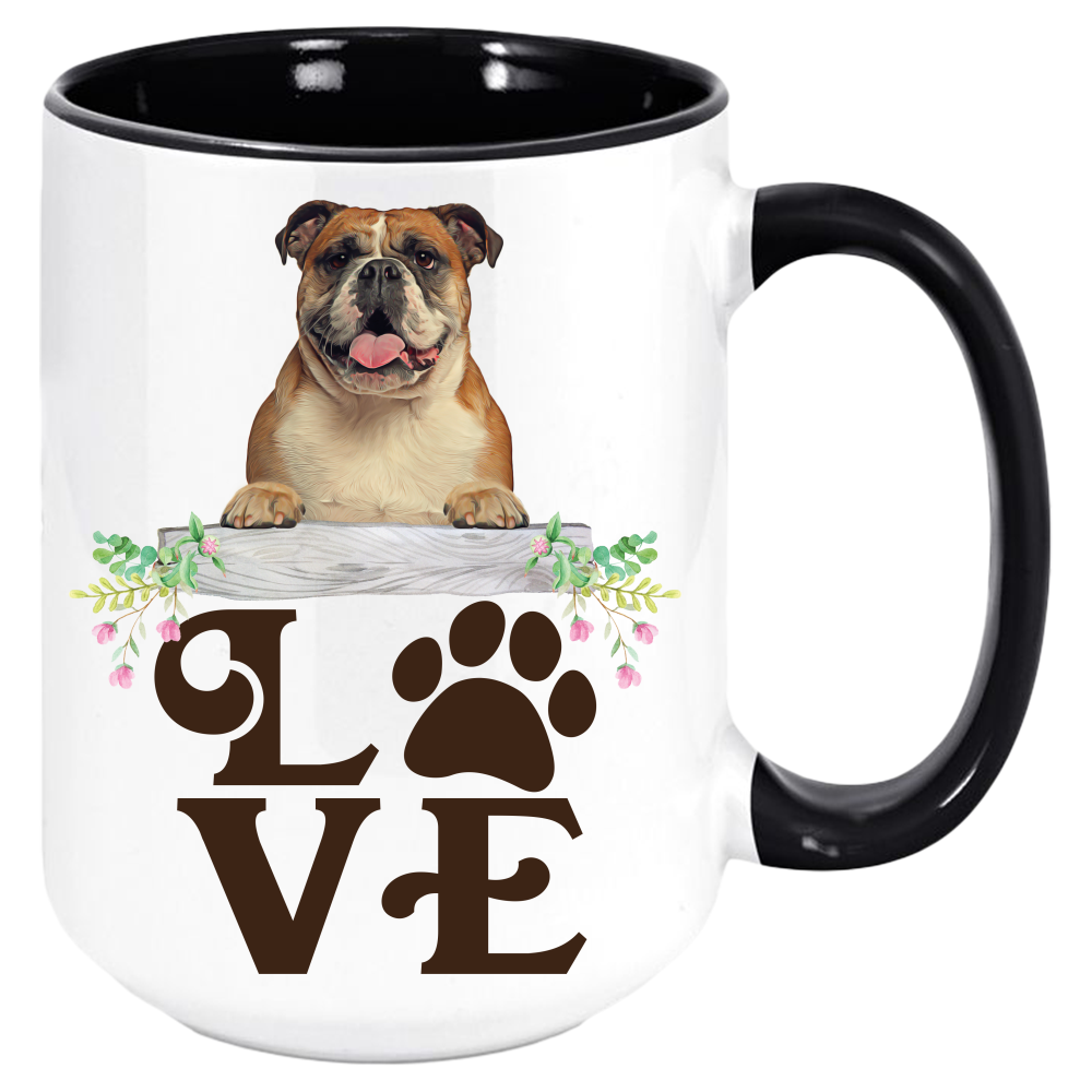 Bulldog- LOVE Bulldog  Coffee Mug Colored Inside and Handle