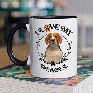 Beagle - I Love My Beagle Coffee Mug, White with Colored Inside and Handle