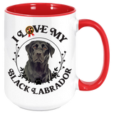 Black Labrador: I Love My Black Labrador Coffee Mug, White with Colored Inside and Handle