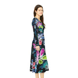 Women's Long Sleeve Dance Dress Folk Flowers Custom Design