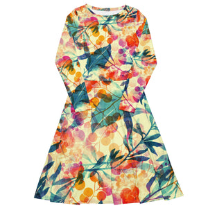 All-over print long sleeve midi dress