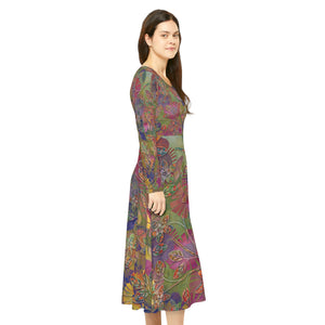 Women's Long Sleeve Dance Dress Sensuous Garden