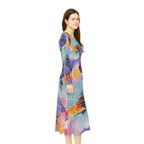 Women's Long Sleeve Dance Dress Watercolor Flowers Custom Design