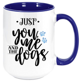 You Me And The Dogs Coffee Mug, White with Colored Inside and Handle