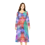 Women's Long Sleeve Dance Dress Mandalas Watercolor Custom Design
