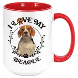 Beagle - I Love My Beagle Coffee Mug, White with Colored Inside and Handle