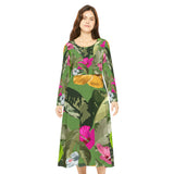 Women's Long Sleeve Dance Dress Tropical Foliage