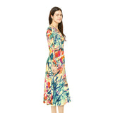 Women's Long Sleeve Dance Dress Berries and Leaves Watercolor Custom Design