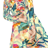 Women's Long Sleeve Dance Dress Berries and Leaves Watercolor Custom Design